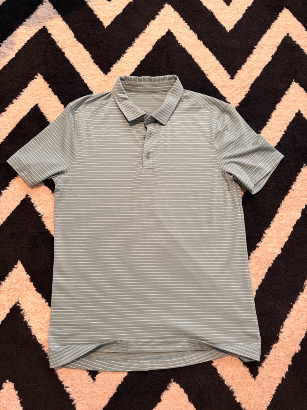 Lululemon Men’s Evolution Striped Short-Sleeve Polo Shirt - Sage Green Gray